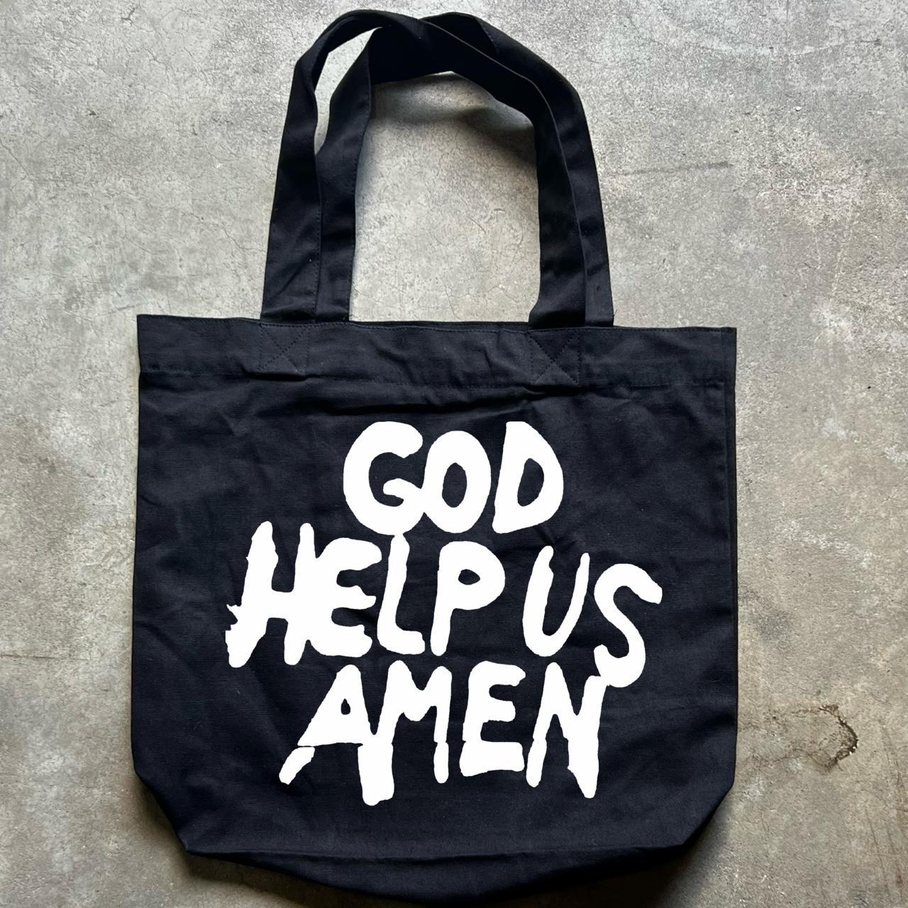GOD HELP US AMEN TOTE BAG