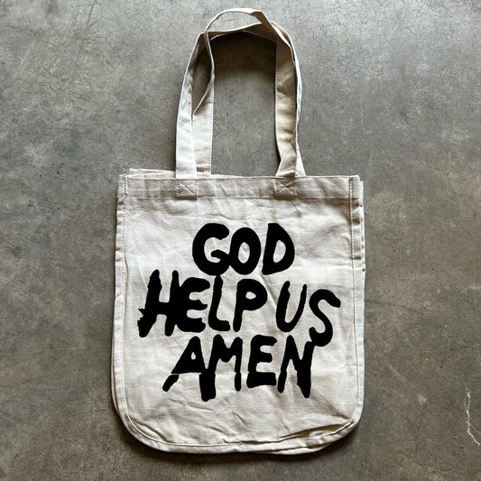 GOD HELP US AMEN TOTE BAG