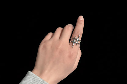 Vintage Silver Star Open Ring