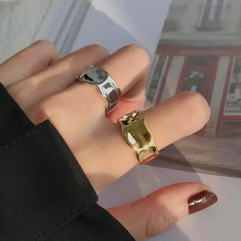 Vintage Irregular Pleated Open Ring