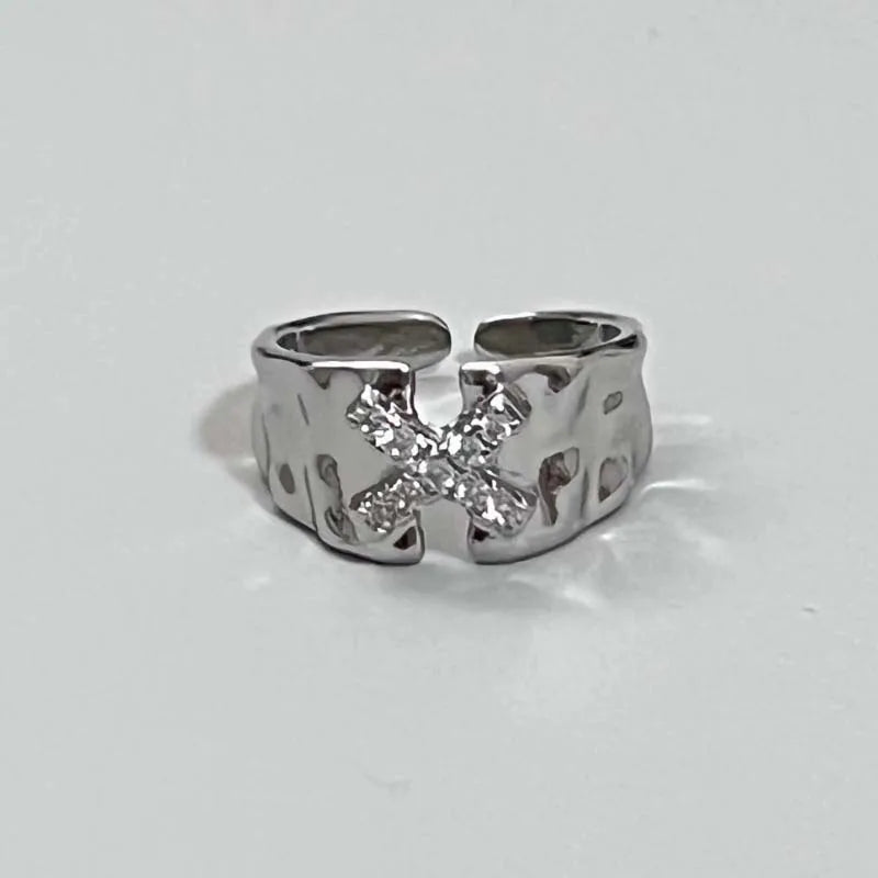 Vintage Irregular Cross Star Open Ring