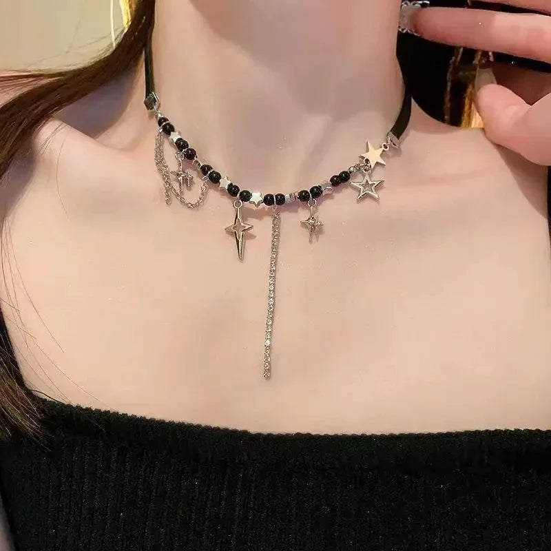 Gothic Black Pendant Necklace Chains