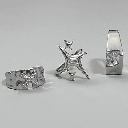 Vintage Irregular Cross Star Open Ring