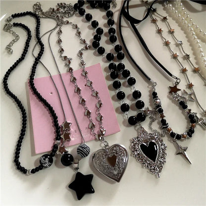 Gothic Black Pendant Necklace Chains