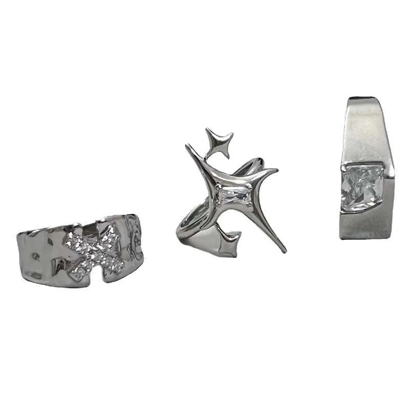 Vintage Irregular Cross Star Open Ring