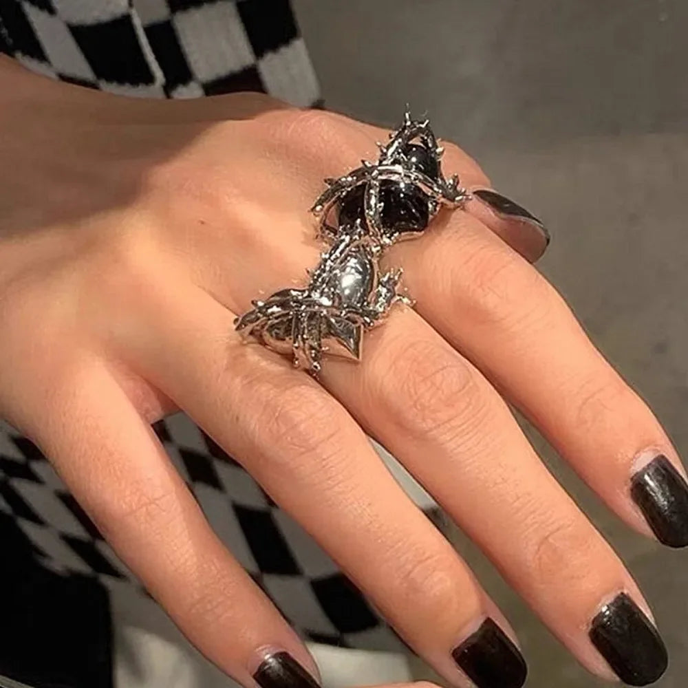 Vintage Black Spiked Heart Ring