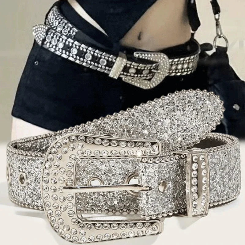 Y2K Fashion Studded Full Rhinestone Belt