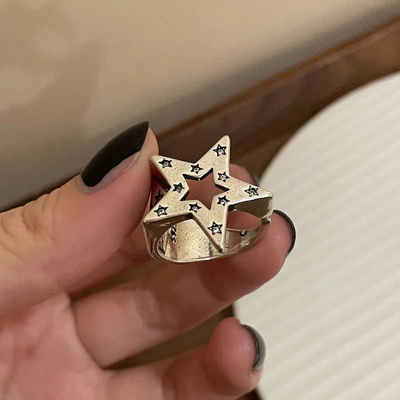 Vintage Irregular Cross Star Open Ring